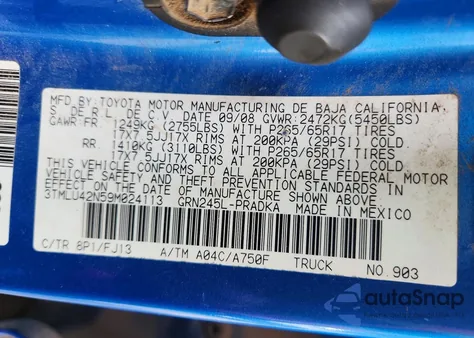 2009 Toyota Tacoma Double Cab from USA, damaged, VIN 3TMLU42N59M024113